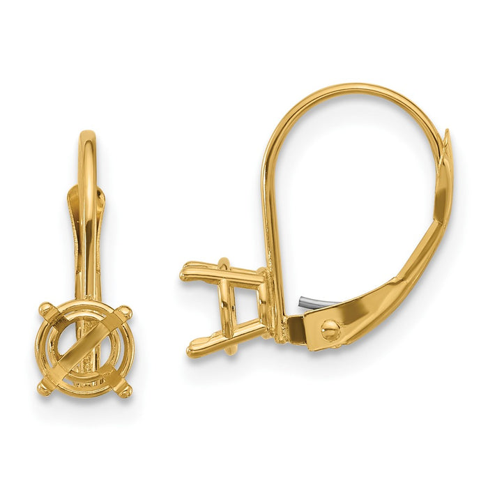 Shop Exclusive 14K Gold 5mm Round Leverback Earring Settings - Stylish Value!-1