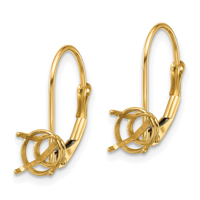 Exclusive 14K Gold 6mm Round Leverback Earring Settings - Affordable Luxury-2