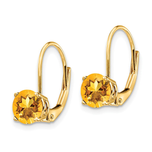 14K Gold 6mm Citrine Leverback Earrings - Style GR1-1020556