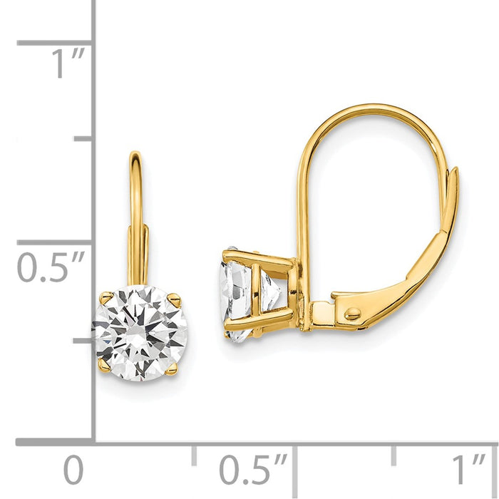 Buy Exclusive 14K Gold 6mm Cubic Zirconia Leverback Earrings - Affordable Luxury!-4