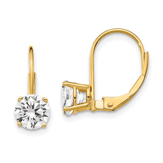 Buy Exclusive 14K Gold 6mm Cubic Zirconia Leverback Earrings - Affordable Luxury!