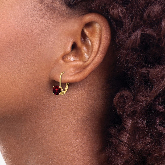 Exclusive 14K Gold 6mm Garnet Leverback Earrings - Stylish & Affordable Luxury!-3