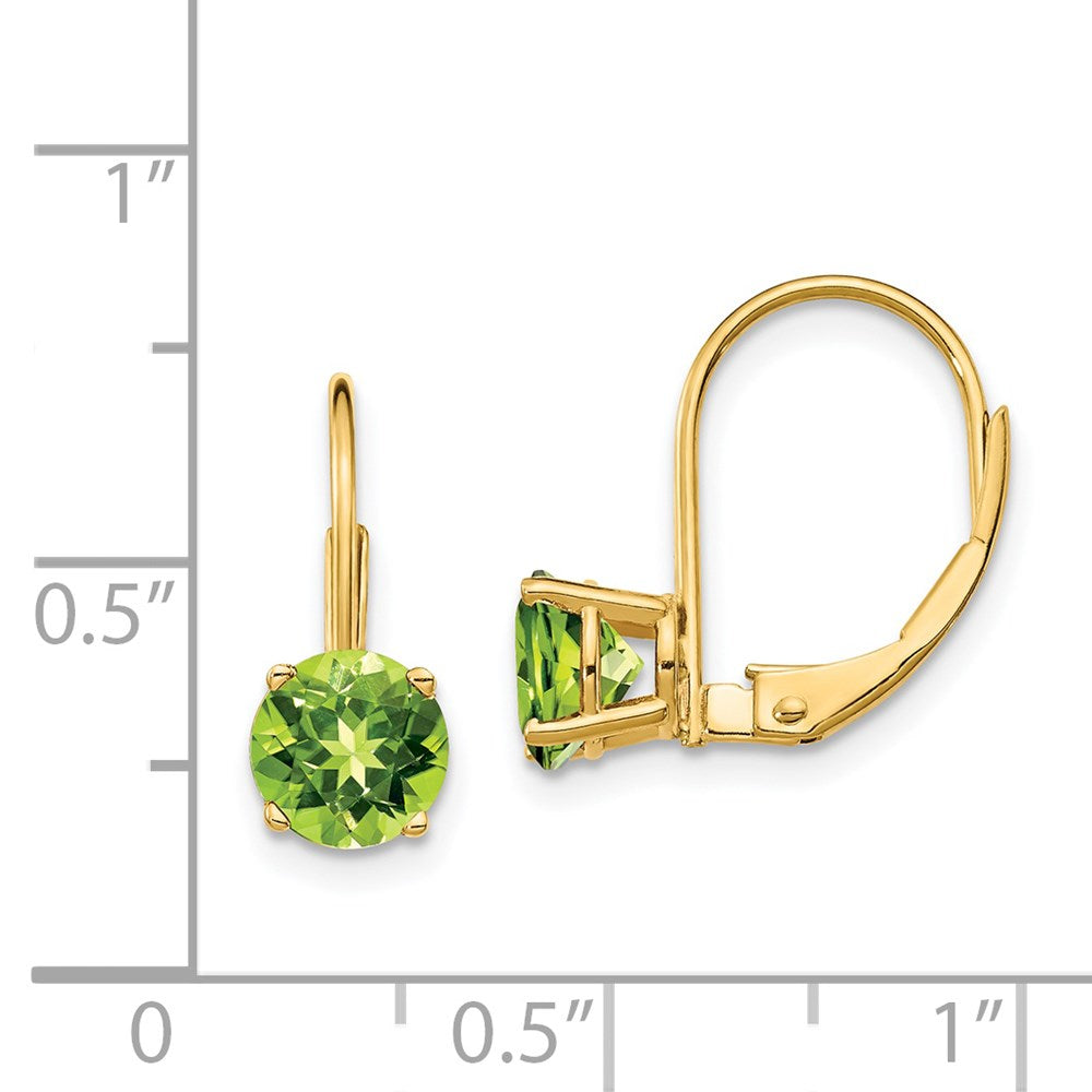 Buy Stylish 14K Gold 6mm Peridot Leverback Earrings - Affordable Luxury