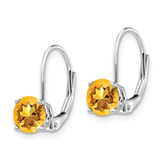 Shop Exclusive 14K White Gold 6mm Citrine Leverback Earrings - Stylish Value!