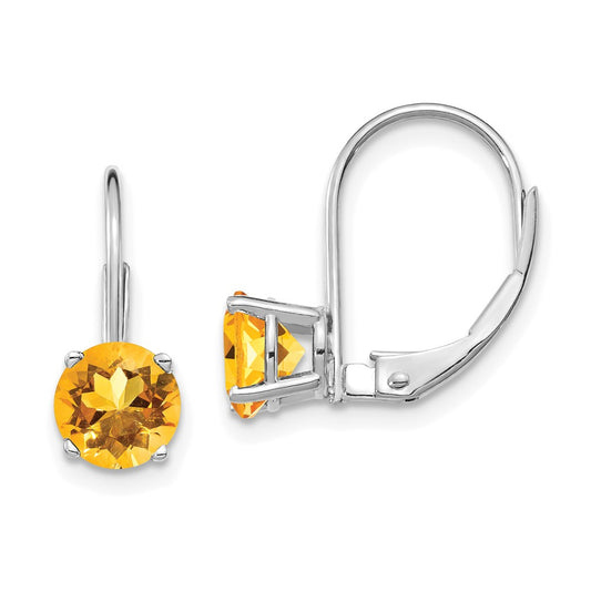 Shop Exclusive 14K White Gold 6mm Citrine Leverback Earrings - Stylish Value!