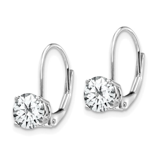 Shop Stylish 14K White Gold 6mm Cubic Zirconia Leverback Earrings - Luxury Value!
