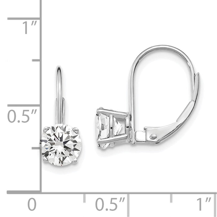Shop Stylish 14K White Gold 6mm Cubic Zirconia Leverback Earrings - Luxury Value!-4
