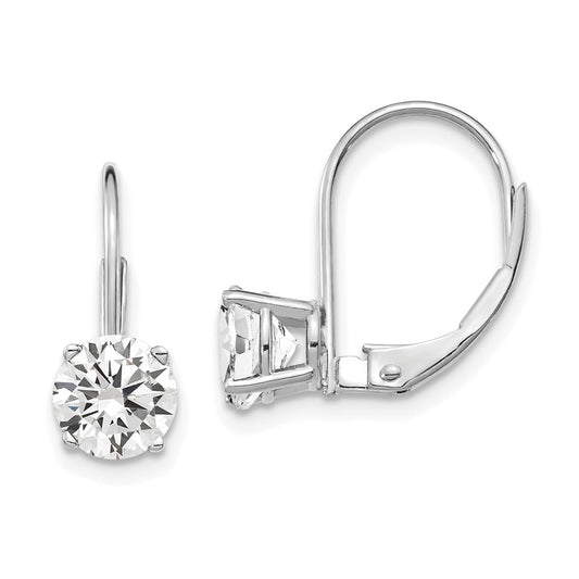 Shop Stylish 14K White Gold 6mm Cubic Zirconia Leverback Earrings - Luxury Value!