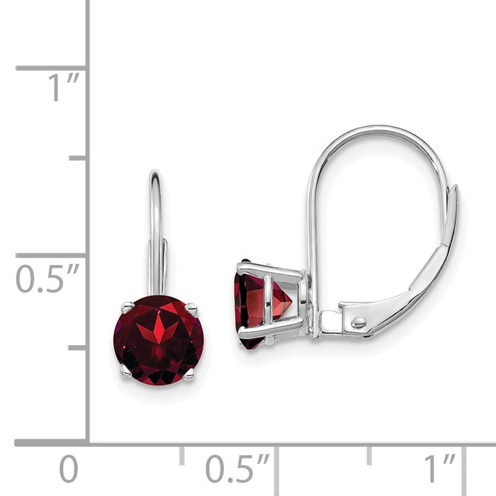 Exclusive 14K White Gold 6mm Garnet Leverback Earrings - Stylish Value!-4