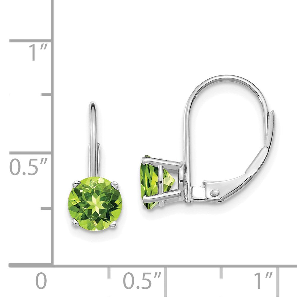 Buy Stylish 14K White Gold 6mm Peridot Leverback Earrings at Great Value!