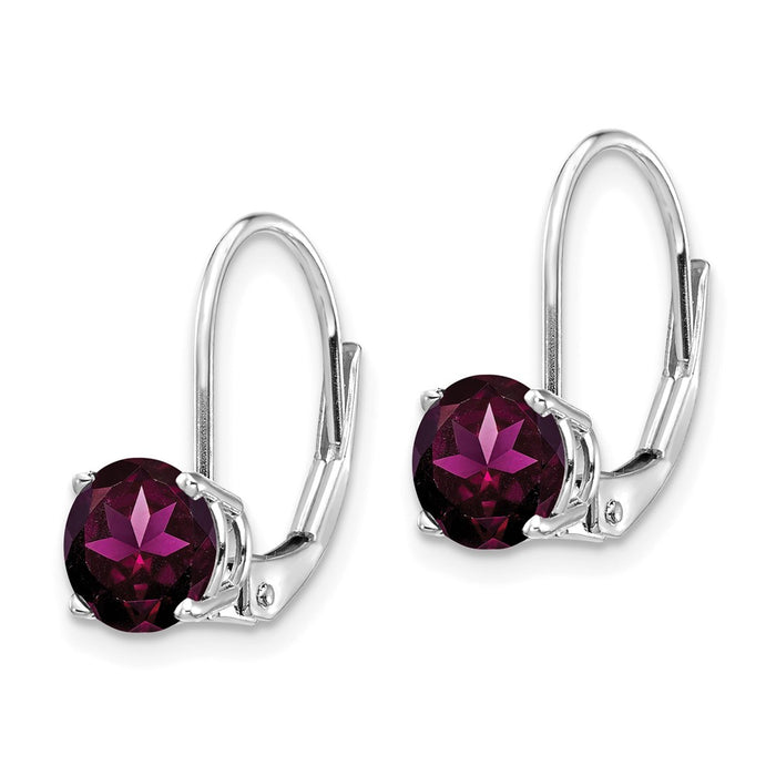 Buy 14K White Gold 6mm Rhodolite Garnet Earrings - Stylish Luxury Value-2