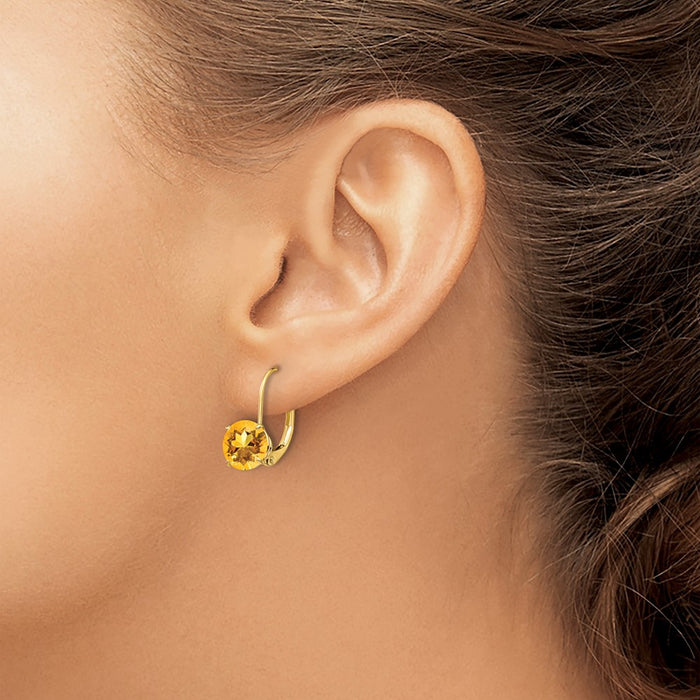 Shop Exclusive 14K Gold 7mm Citrine Leverback Earrings - Stylish Luxury-3