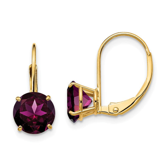 Exclusive 14K Gold 7mm Rhodolite Garnet Earrings - Stylish Luxury