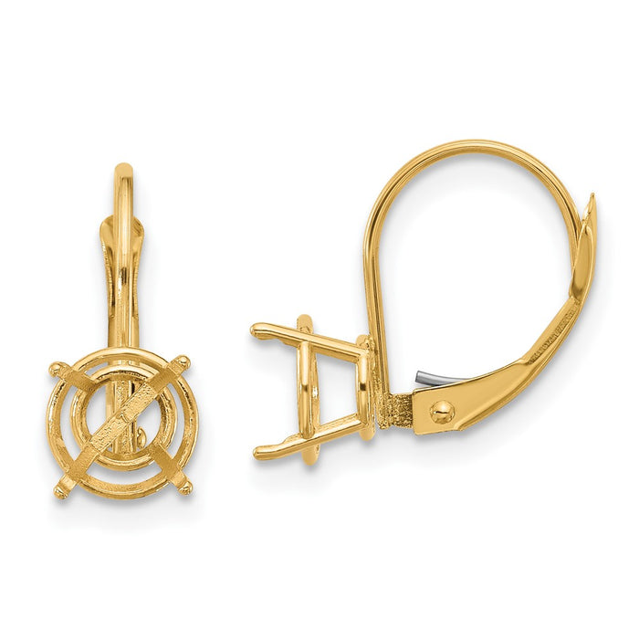 Buy Stylish 14K Gold 7mm Round Leverback Earring Settings - Affordable Luxury!-1