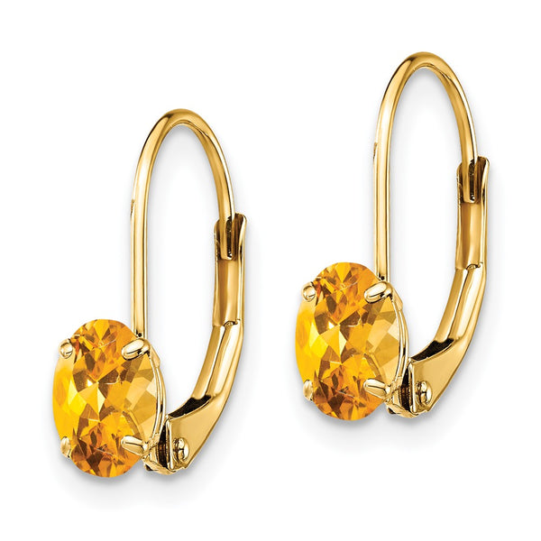 14K Gold 6x4mm Oval Citrine Leverback Earrings at Prices