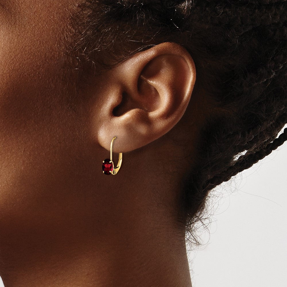 Shop Stylish 14K Gold Oval Garnet Earrings 6x4mm - Affordable Luxury!