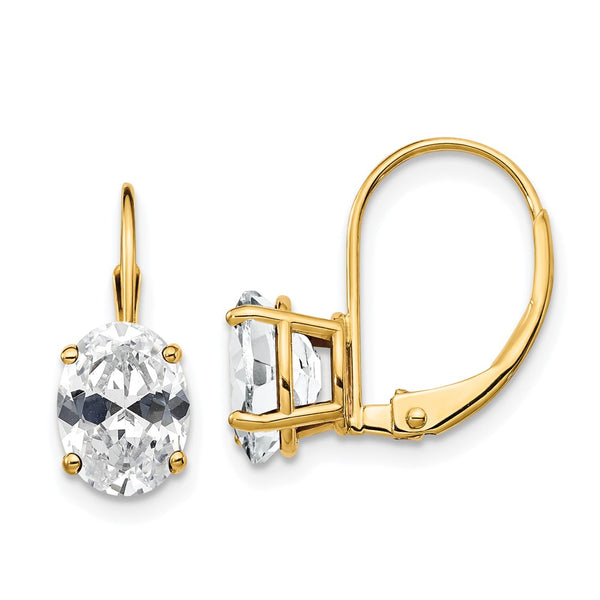 14K Gold 8x6mm Oval Leverback Earring Settings