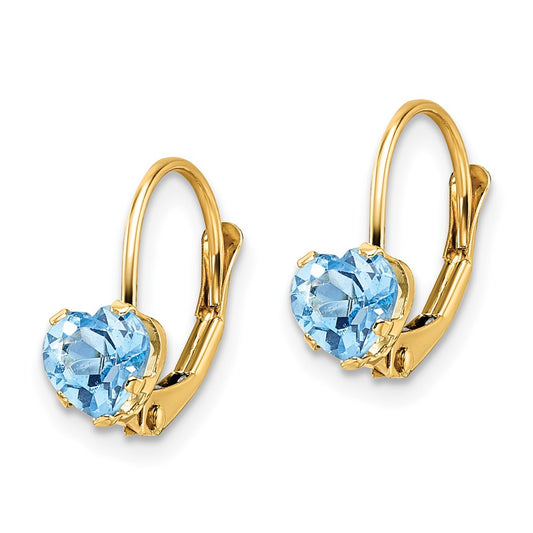 Buy Stylish 14K Gold Heart-Shaped Blue Topaz Earrings, 5mm | Luxury Value