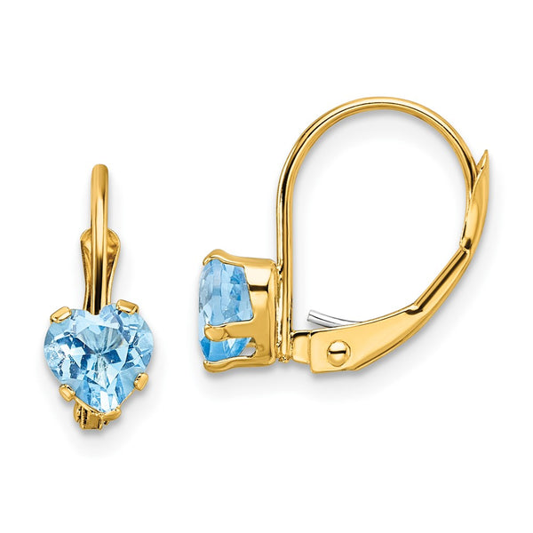 14K Gold Heart-Shaped Blue Topaz Earrings, 5mm - Style GR1-1014951