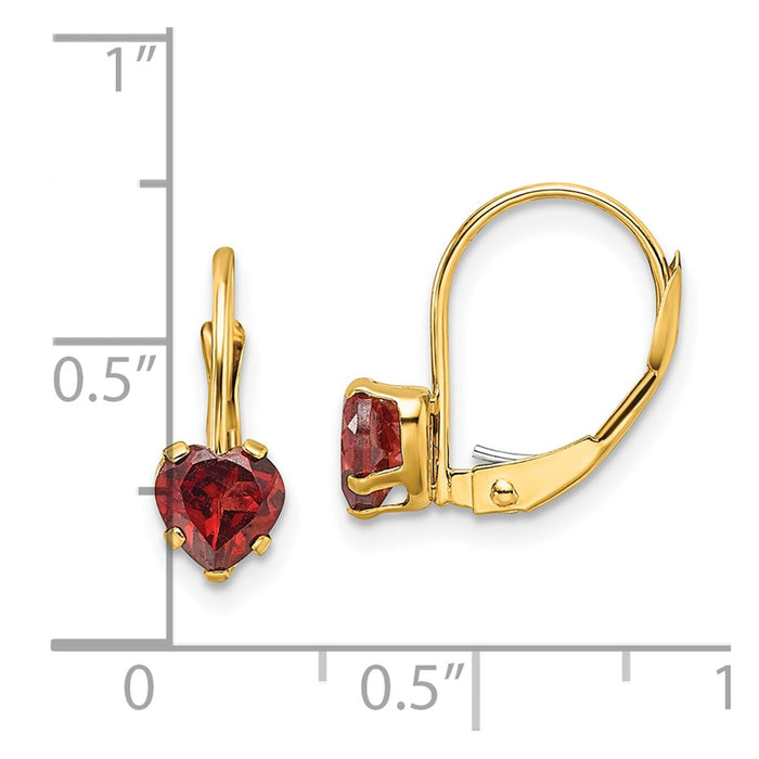Shop Exclusive 14K Gold 5mm Heart-Shaped Garnet Leverback Earrings - Stylish Value!-4