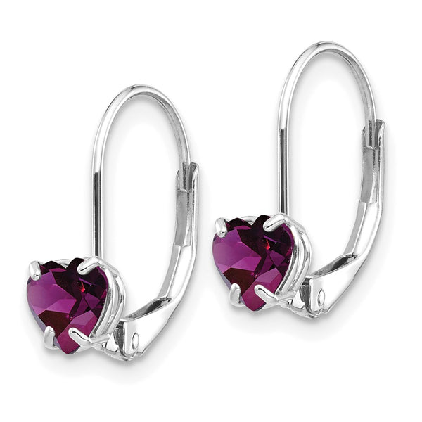 14K White Gold Heart-Shaped Amethyst Earrings - 5mm