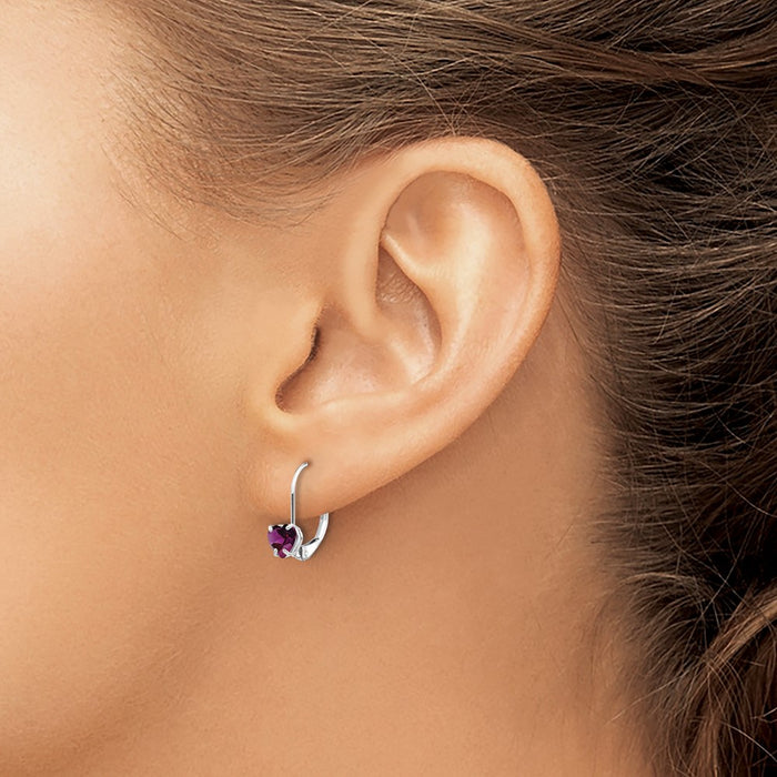 Buy Stylish 14K White Gold Heart-Shaped Amethyst Earrings - 5mm Luxury!-3