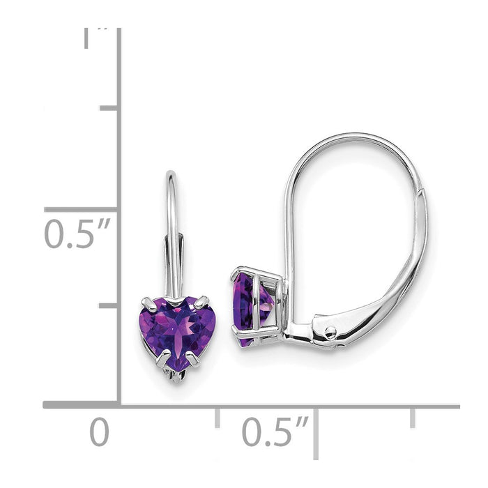 Buy Stylish 14K White Gold Heart-Shaped Amethyst Earrings - 5mm Luxury!-4