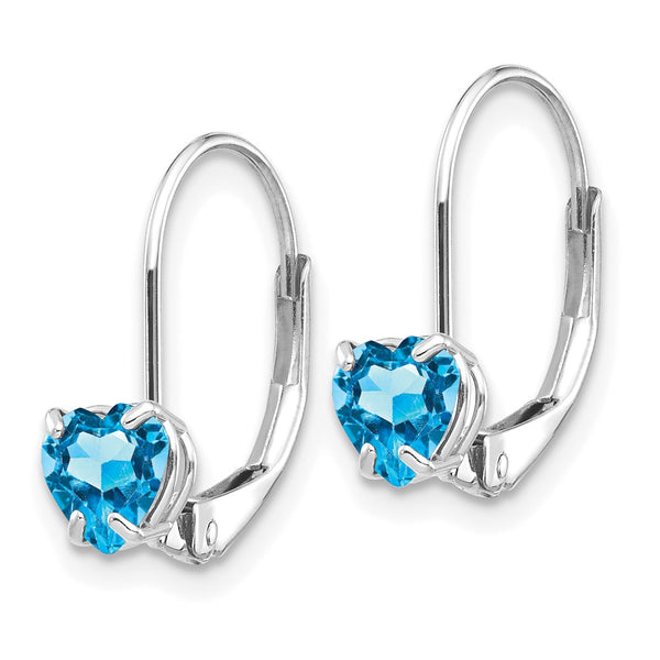 14K White Gold 5mm Heart-Shaped Blue Topaz Earrings - Style GR1-1014982