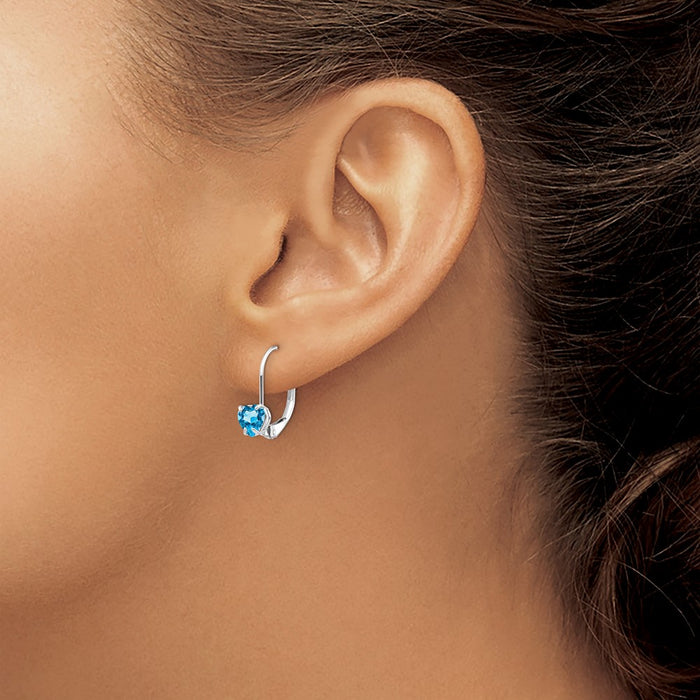 Exclusive 14K White Gold 5mm Heart-Shaped Blue Topaz Earrings - Stylish Value-3