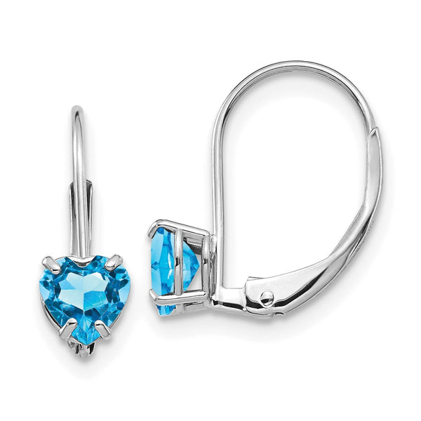 14K White Gold 5mm Heart-Shaped Blue Topaz Earrings - Style GR1-1014982
