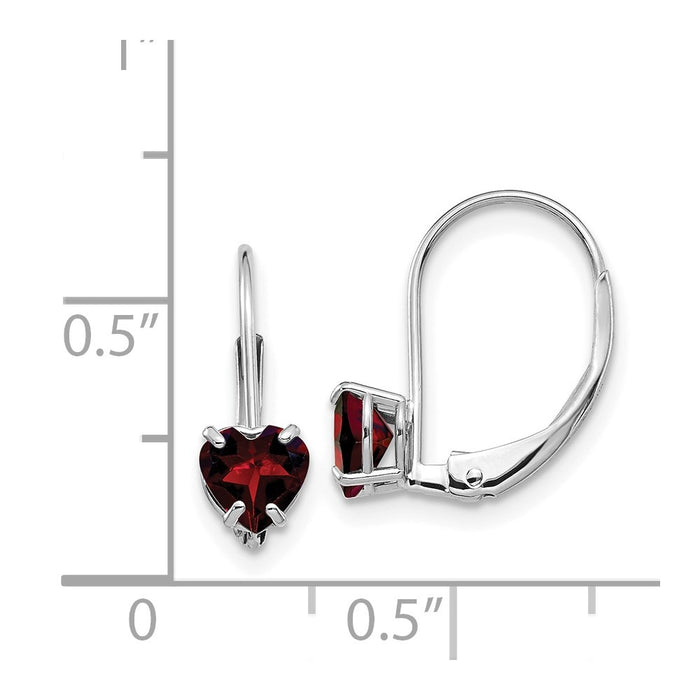 Shop Stylish 14K White Gold 5mm Heart-Shaped Garnet Earrings - Affordable Luxury!-4