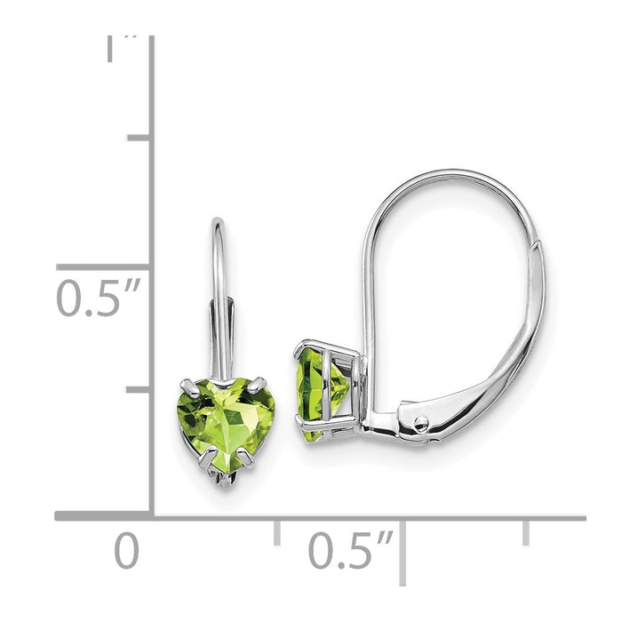 Exclusive 14K White Gold Heart-Shaped Peridot Earrings - Stylish 5mm Design-4