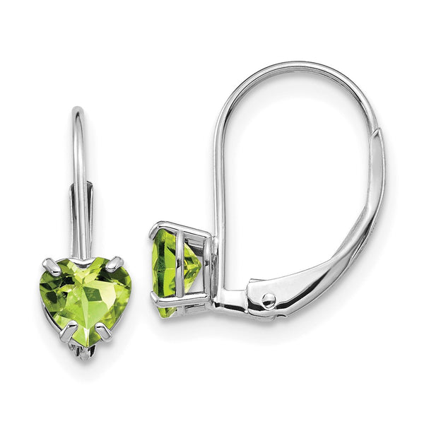 14K White Gold Heart-Shaped Peridot Earrings - 5mm
