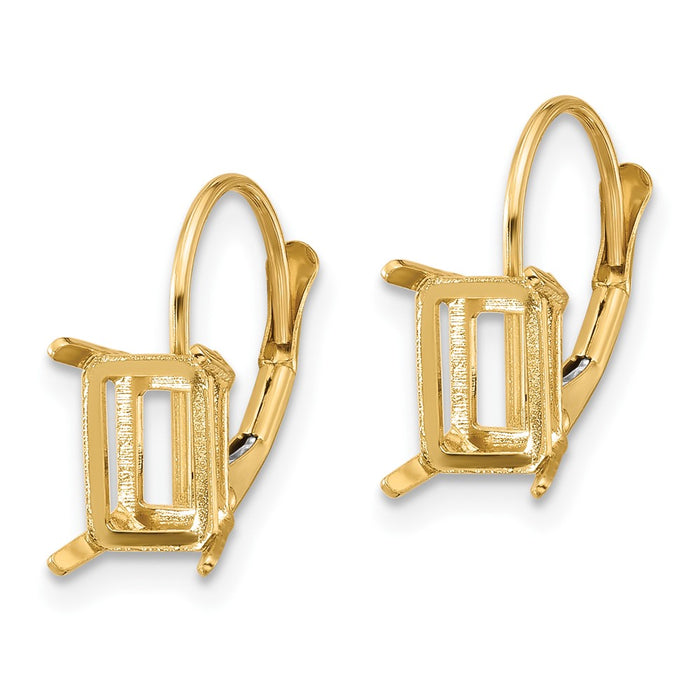 Shop Stylish 14K Gold Leverback Earrings with 7x5mm Emerald Setting-2