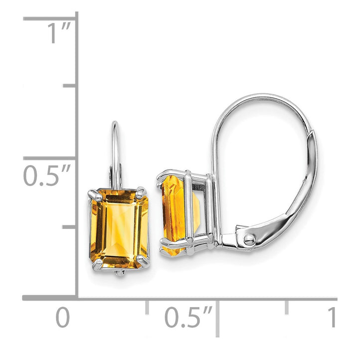 Shop Stylish 14K White Gold Emerald Cut Citrine Earrings - 7x5mm Value!-2