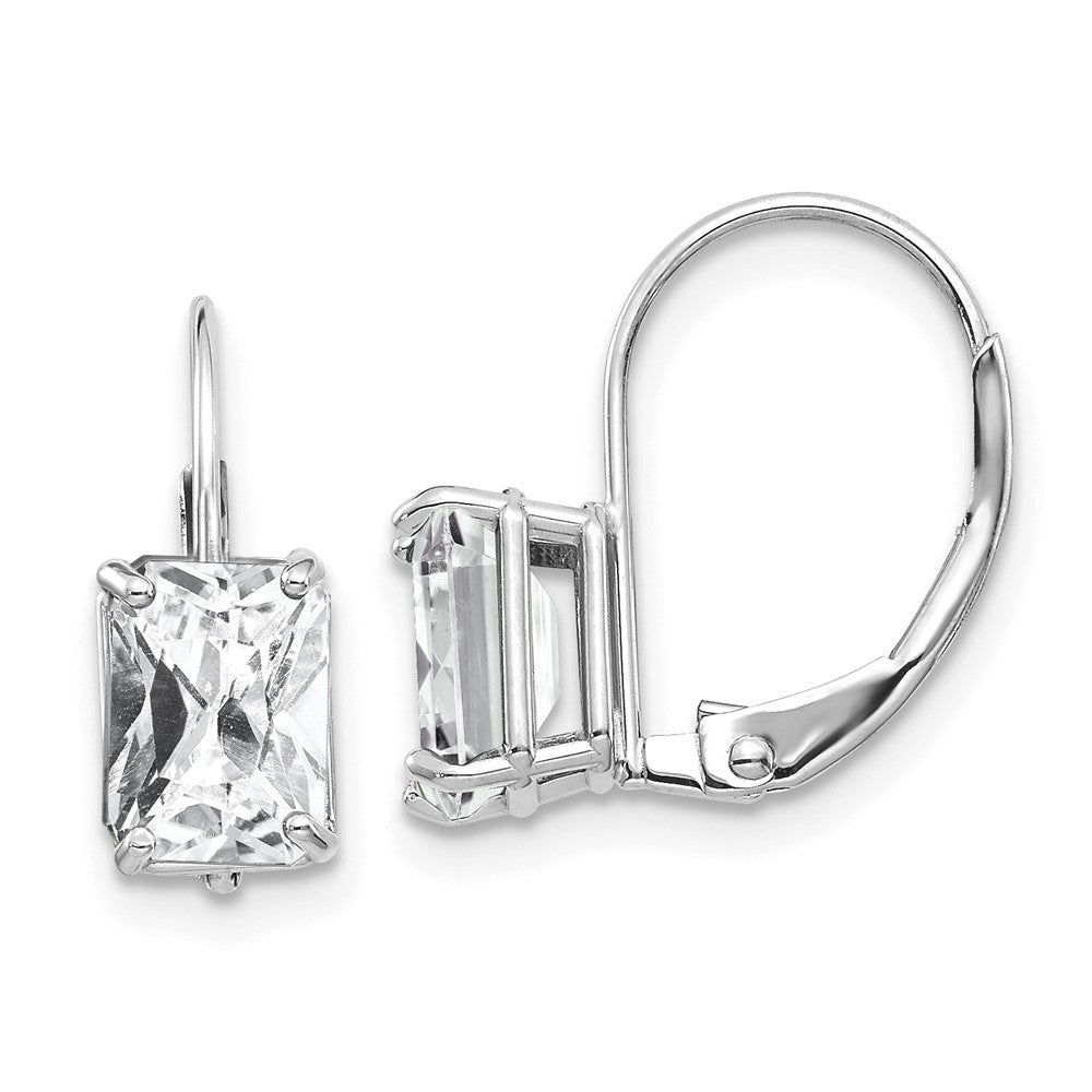 High-Quality 14K White Gold Emerald Cut Earrings - 7x5mm, Stylish Value