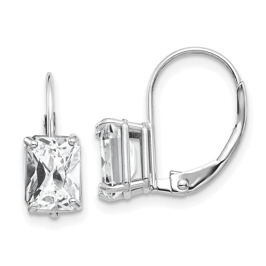 High-Quality 14K White Gold Emerald Cut Earrings - 7x5mm, Stylish Value