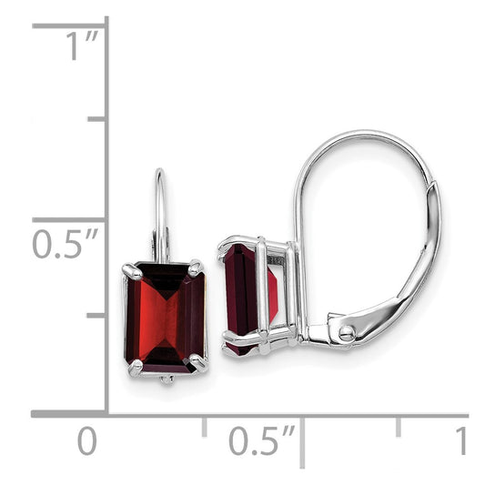 Buy Stylish 14K White Gold Garnet Drop Earrings - Exclusive Emerald Cut Design