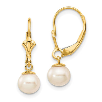 Buy Stylish 14K White Gold 6-7mm Pearl Dangle Earrings - Luxury Value