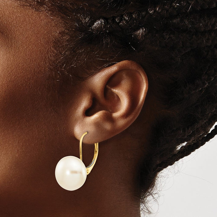 Buy Exclusive 14K White Gold Leverback Earrings with 10-11mm Pearls - Stylish Value-3