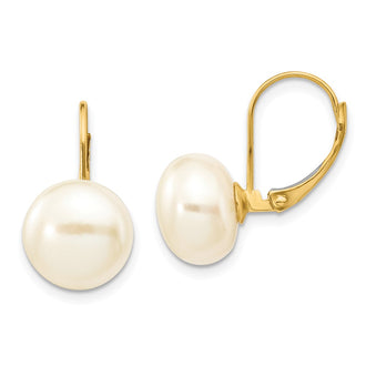 Buy Exclusive 14K White Gold Leverback Earrings with 10-11mm Pearls - Stylish Value