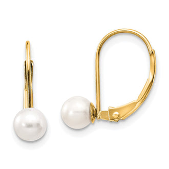 Exclusive 14K White Gold Leverback Earrings with 5-6mm Freshwater Pearls