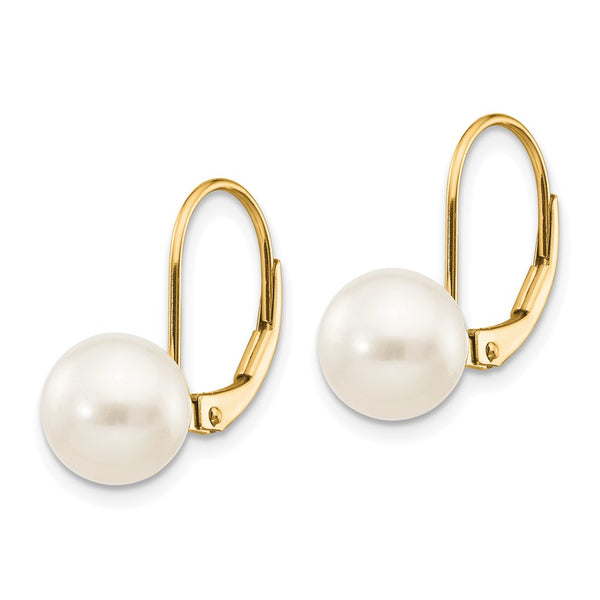 14K White Gold Pearl Earrings - 8-9mm Freshwater