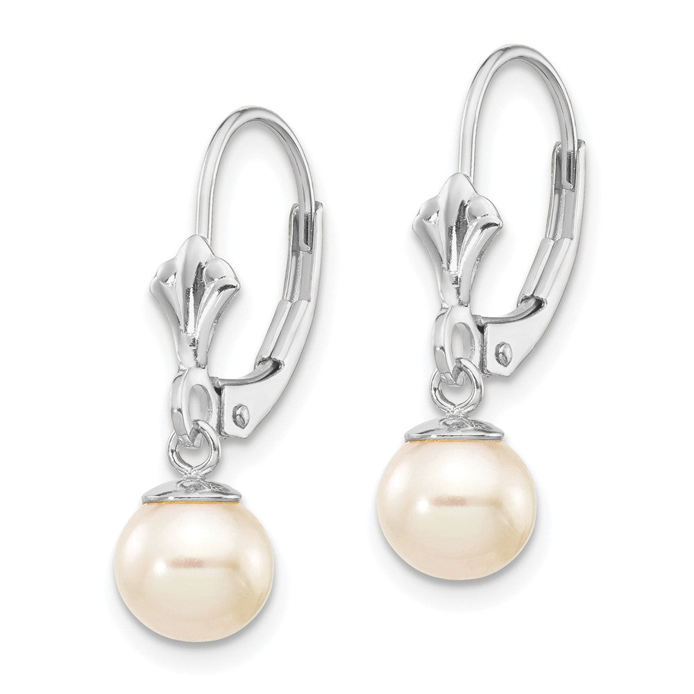 High-Quality 14K White Gold Dangle Earrings with 6-7mm Freshwater Pearls, Affordable Luxury