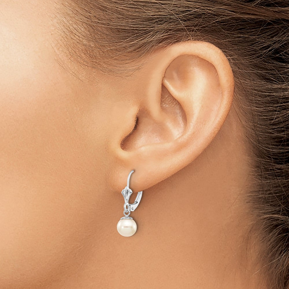 High-Quality 14K White Gold Dangle Earrings with 6-7mm Freshwater Pearls, Affordable Luxury