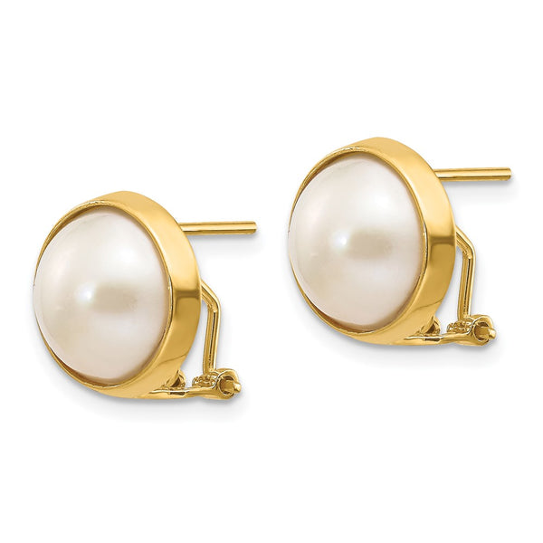 14K White Gold Mabe Pearl Earrings - 10-11mm Cultured