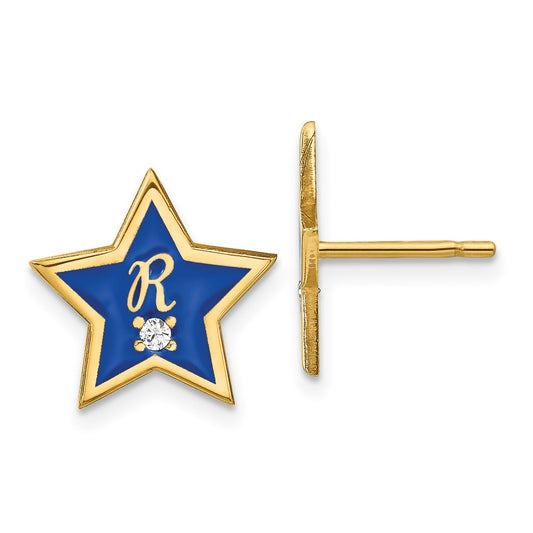 Buy Stylish Enameled Star Initial Earrings in Sterling Silver, Diamond Post