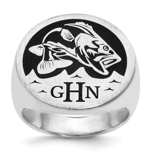 High-Quality Large Round Epoxy Signet Ring in Sterling Silver - Stylish Value