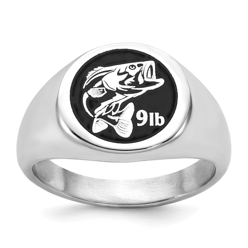 Shop Stylish Sterling Silver Epoxy Signet Ring - 14mm, Rhodium-Plated Luxury