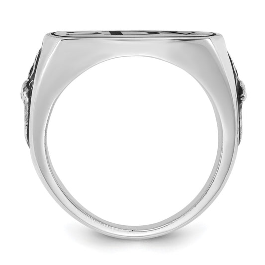Exclusive Sterling Silver Antler Monogram Cushion Ring - Stylish & Rhodium-Plated